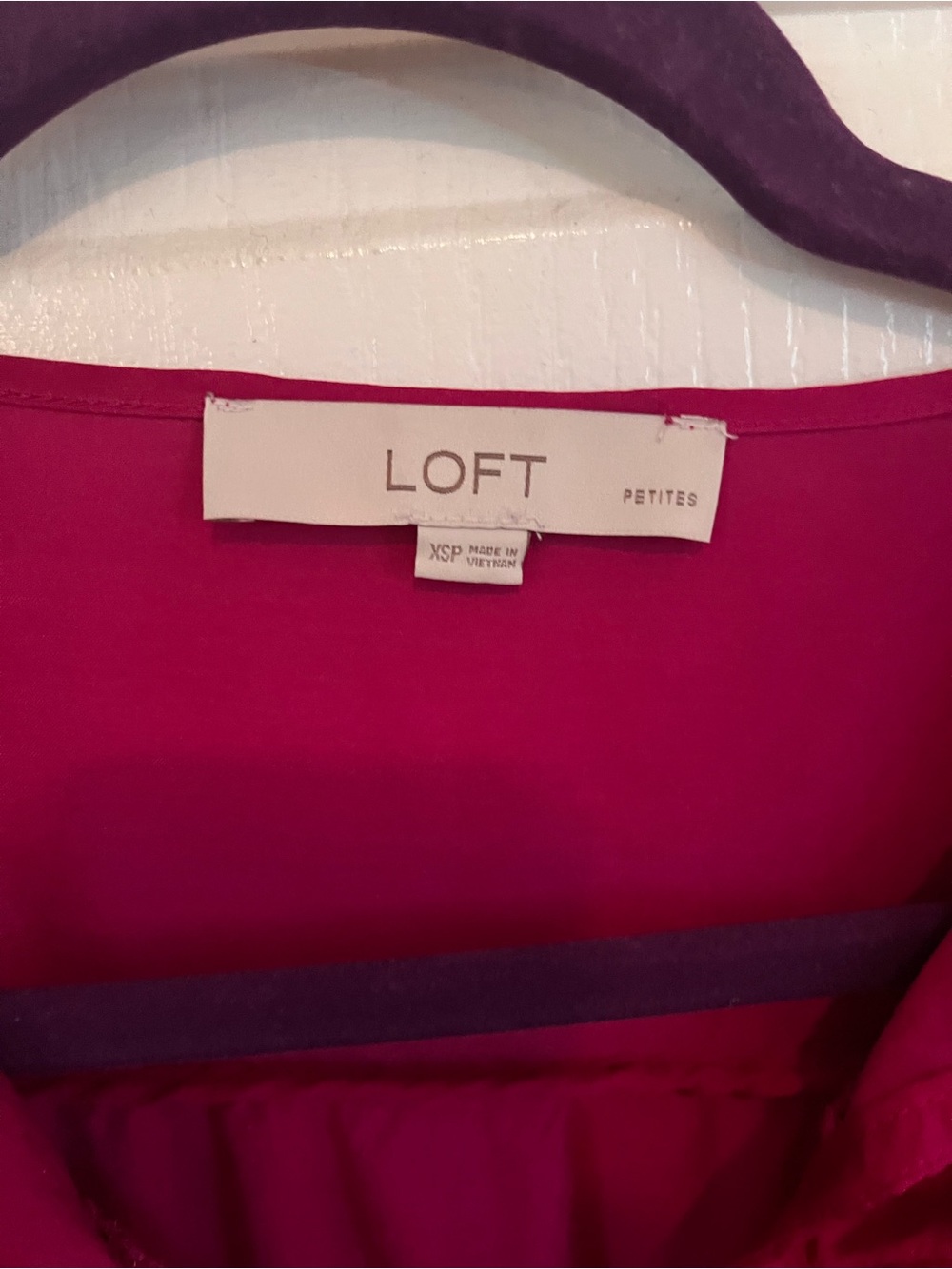 LOFT Ruffle-Trim V-Neck Blouse - Deep Raspberry - Picture 2 of 4